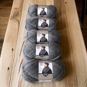 Loops & Thread Yarn Impeccable True Grey 5 Skein Crochet Knitting 100% Acrylic